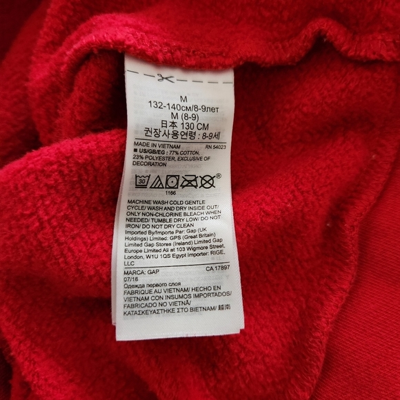 Gap Girls size M Red Pullover Sweatshirt with a White Star - Picture 7 of 7
